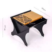 منقل شوي ارضي قابل للتسفيط قاعدة حديد لون أسود وسط...