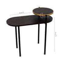 طاولة خدمة دورين قواعد حديد لون أسود وسطح خشب لون...