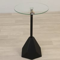 طاولة خدمة السطح زجاج شفاف والقاعدة رخام صناعي لون...