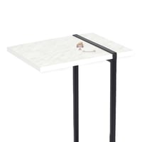 طاولة خدمة حديد لون أسود وسطح خشب لون أبيض