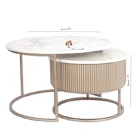 طاولات تقديم قواعد حديد لون ماكس وسطح خشب لون أبيض