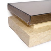 طاولة تقديم قاعدة بديل الرخام و سطح زجاج مراية لون...