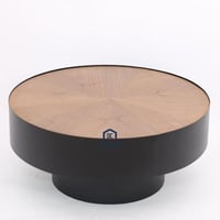 طاولة قهوة لون اسود مع بني سطح قشرة جوز قطر 80 سم