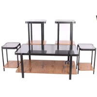 طاولة قهوة دورين مع 4 خدمة قاعدة لون اسود سطح خشب...