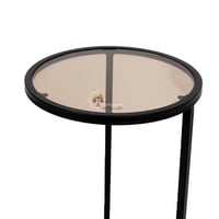 طاولة خدمة قاعدة حديد لون أسود وسطح زجاج لون بني ش...