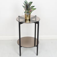 طاولة خدمة دورين سطح زجاج لون بني شفاف