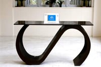 طاولة مدخل اسود خشب وبديل رخام