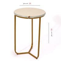 طقم طاولة تقديم مع 4 طاولات خدمة لون ذهبي وسطح خشب...