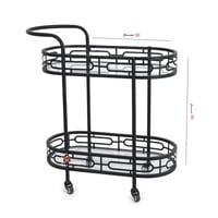 عربية تقديم دورين قص ليزر لون اسود وسطح زجاج شفاف