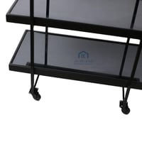 عربة تقديم قواعد معدن وخشب لون اسود مطفي سطح زجاج...