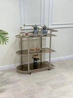 عربية ضيافه شمباني سطح زجاج بني طول90 ×عرض40 ارتفا...