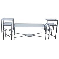 طقم طاولة مع 4 حدمة لون اسود سطح زجاج اسود