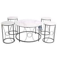 طقم طاولة تقديم 5 قطعه لون اسود وابيض