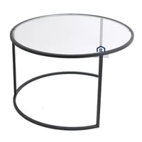 طاولة تقديم مفرة سطح زجاج شفاف قاعدة معدن لون اسود