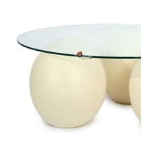 طاولة تقديم رخام صناعي خشن بشكل كرة لون بيج سطح زج...