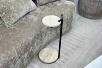 طاولة خدمة دائرية سطح رخام طبيعي ترافنتينو قاعدة م...