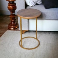 طاولة خدمة دائري لون ذهبي وبني