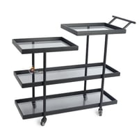 عربة تقديم تصميم عصري مع عجلات وزجاج اسود شفاف مع...