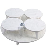 طاولة ارضيه دائرية 5 قطع لون ابيض