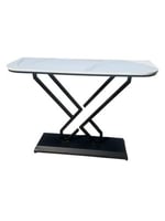 طاولة استقبال كونسول لون اسود سطح بديل رخام ابيض