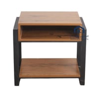 طاولة جانبية دورين مع رف تخزين لون بني قاعدة لون ا...