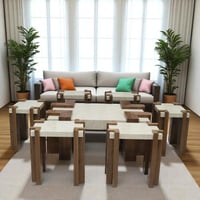 طقم طاولة بديل رخام مع 6 خدمة