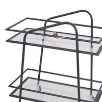 عربة تقديم دورين القواعد حديد لون اسود مطفي السطح...