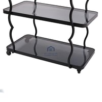 عربه تقديم 3 دور قواعد معدن مع ديكور لون اسود مطفي...