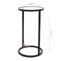 طاولة خدمة قاعدة حديد أسود وسطح زجاج شفاف