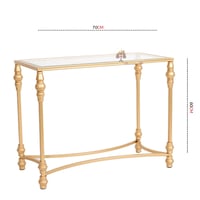 طاولة جانبية قواعد حديد لون ذهبي وسطح زجاج شفاف