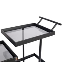 عربة تقديم تصميم عصري مع عجلات وزجاج اسود شفاف مع...