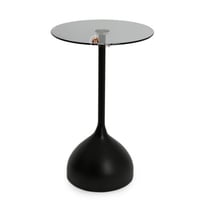 طاولة خدمة قاعدة رخام صناعي وسطح زجاج لون اسود