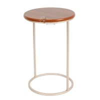 طاولة خدمة شكل دائري قاعدة حديد لون مكس السطح خشب...