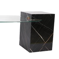 طاولة تقديم بديل رخام لون اسود مع ابيض السطح زجاج...