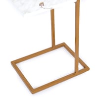 طاولة خدمة مستطيله مع ديكور لون ذهبي وسطح خشب رخام...