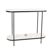 طاولة مدخل كونسول دورين سطح خشب لون أبيض وقواعد حد...