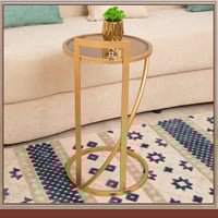 طاولة خدمة القاعدة حديد لون ذهبي والسطح زجاج شفاف...