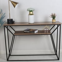 طاولة مدخل كونسول دورين قواعد حديد لون أسود وسطح خ...