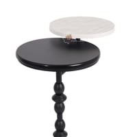 طاولة خدمة قاعدة رخام صناعي لون أسود وسطح خشب دوري...