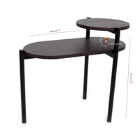 طاولة خدمة دورين قواعد حديد لون أسود وسطح خشب شكل...