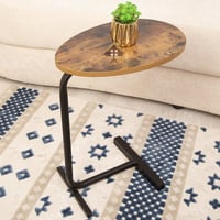 طاولة خدمة السطح خشب والقاعدة حديد لون أسود