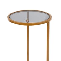 طاولة خدمة دائري لون ذهبي قاعدة حديد سطح زجاج لون...