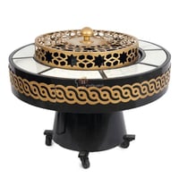 منقل دائري قاعدة حديد لون اسود وديكور قص ليزر لون...