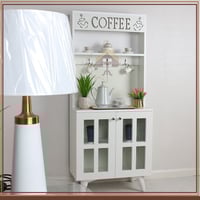 ركن كوفي تصميم أنيق بابين زجاج شفاف مع رفوف لون أب...