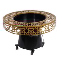 منقل حطب شكل دائري قص ليزر بالكامل مع كفرات