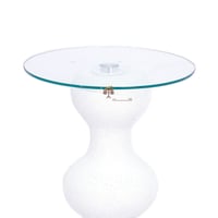 طاولة خدمة رخام صناعي لون ابيض خشن سطح زجاج شفاف