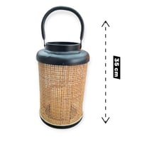 فانوس ريفي بلمسه عصريه من الخيزران والحديد الاسود...