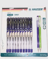 10قلم أزرق جاف + 2 قلم رصاص ضغاط لون اخضر وبنفسجي...