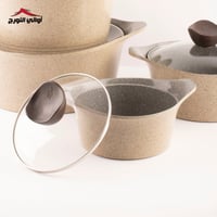 طقم قدور 8 قطع جرانيت كوري ماركة نيوفلام بني فاتح