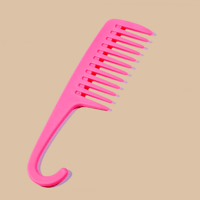 مشط بلاستيك كبير متباعد الاسنان بطرف مثني لتحكم اك...